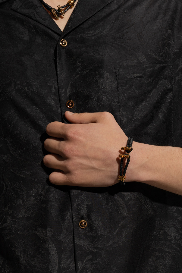 Versace Medusa Braided Bracelet In Black