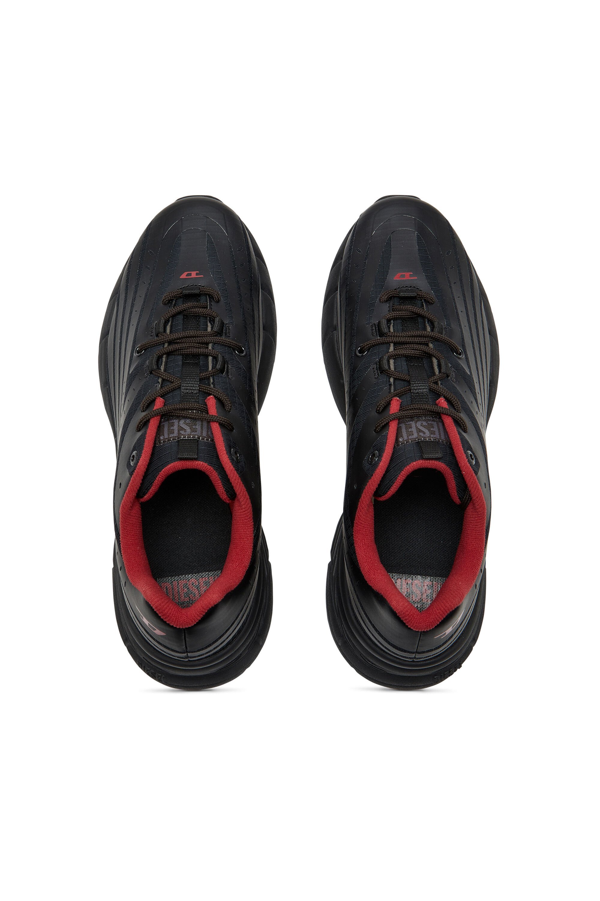Diesel D-airspeed Low-sneaker A Righe In Ripstop Coated In Black