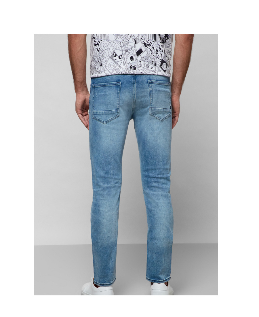 Hugo Boss Mens Medium Blue Regular-fit Tapered-leg Stretch-denim Jeans In Blue