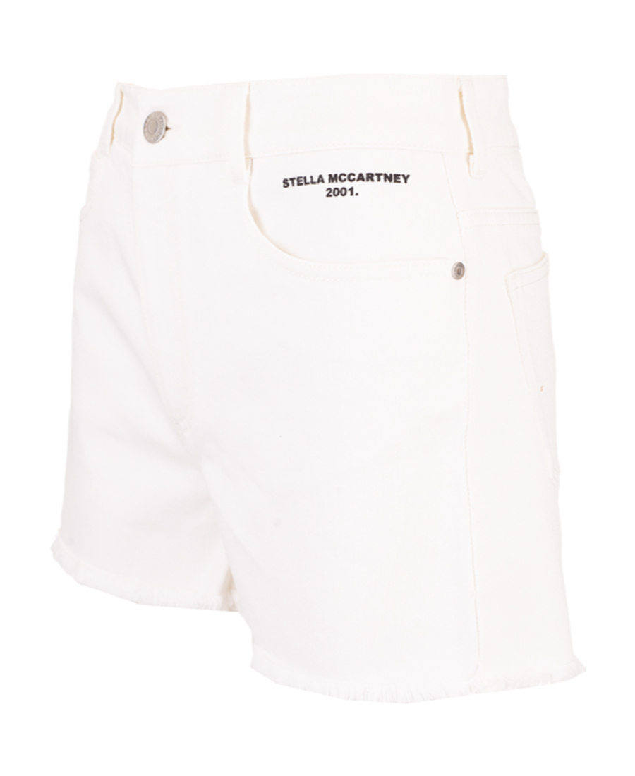 Stella Mccartney Frayed Hem Denim Shorts In White
