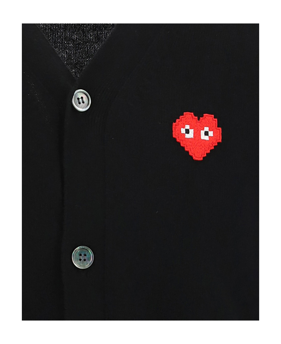 Comme Des Garçons Play Comme Des Garcons Play Men Red Heart Cardigan In Black