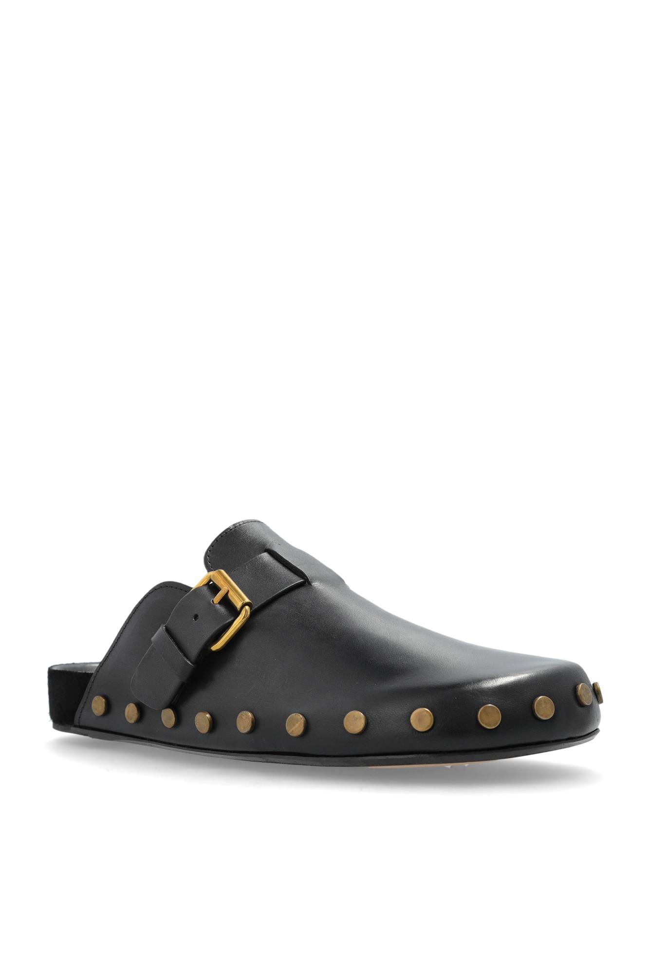 Isabel Marant Mirvin Buckled Studded Mules In Black