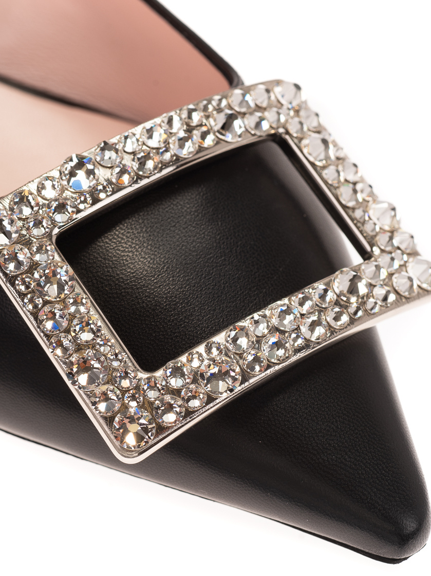 Roger Vivier Rhinestone Decorative Flats In Black