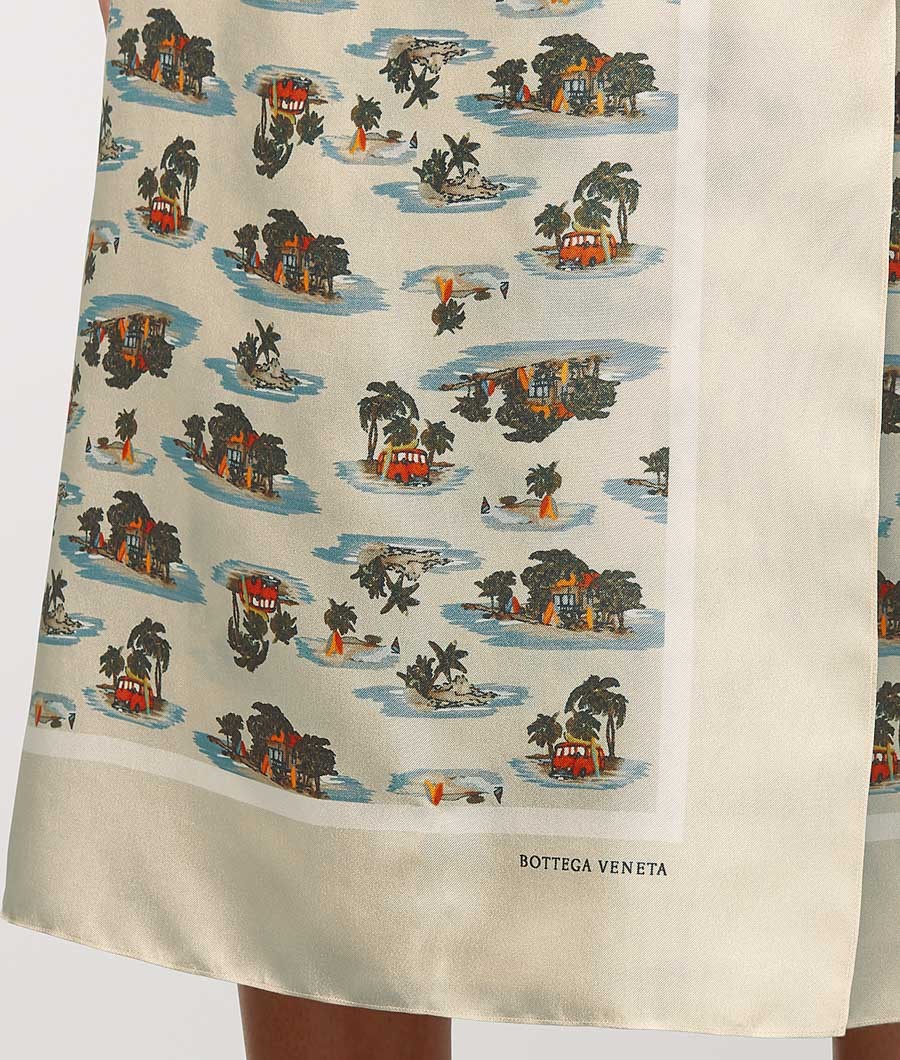 Bottega Veneta Postcard Pattern Printed Skirt In White