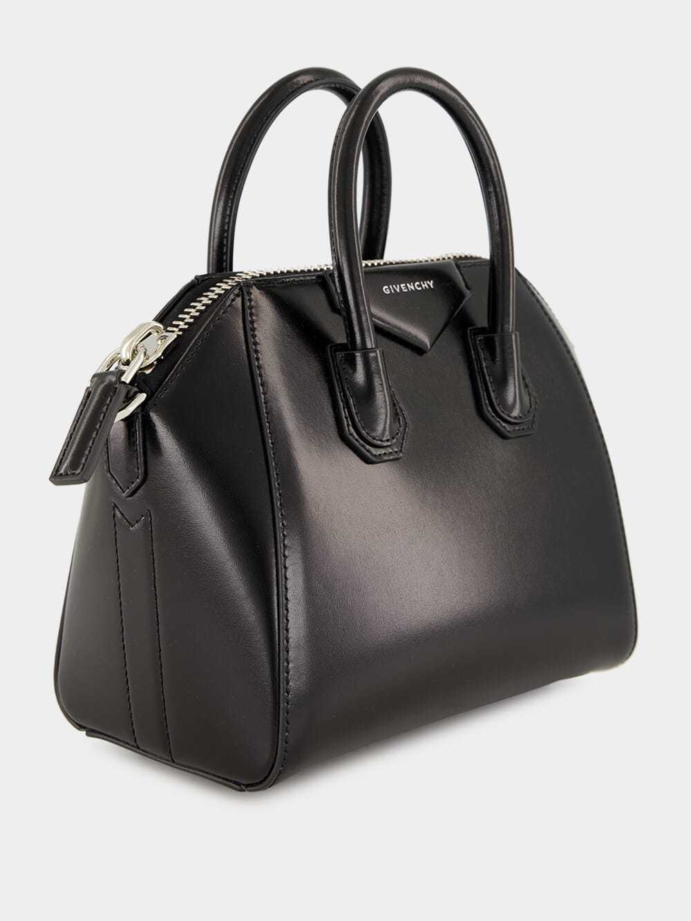Givenchy Mini Antigona Box Leather Tote Bag With Two-way Carrying Option In Black