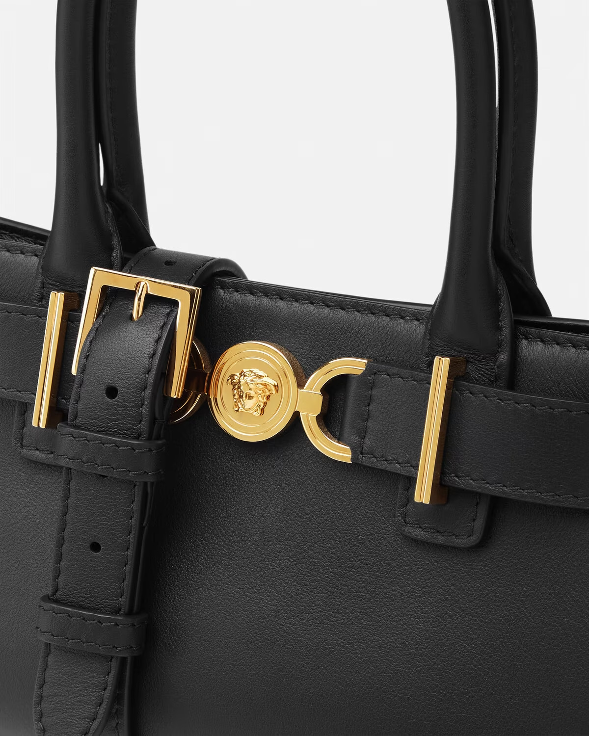 Versace Medusa 95 Large Leather Tote Bag In Black
