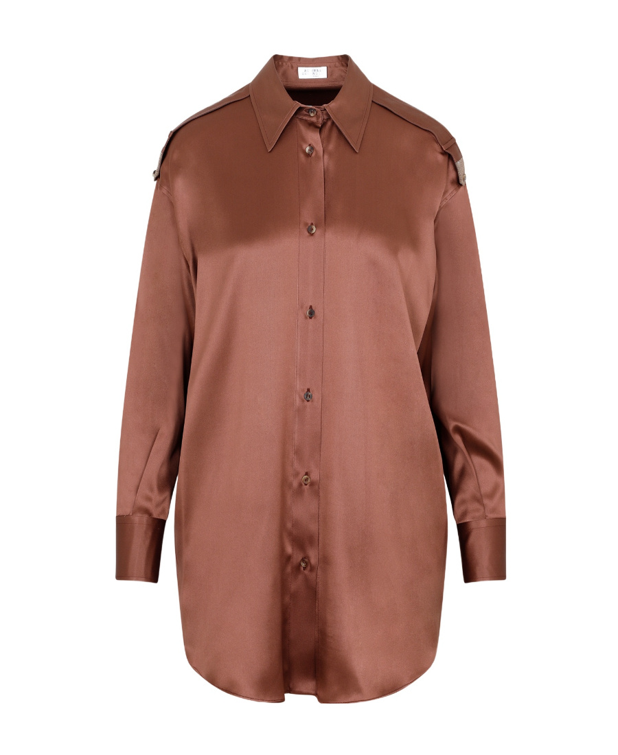 Brunello Cucinelli Monili Chain Detail Shirt In Brown