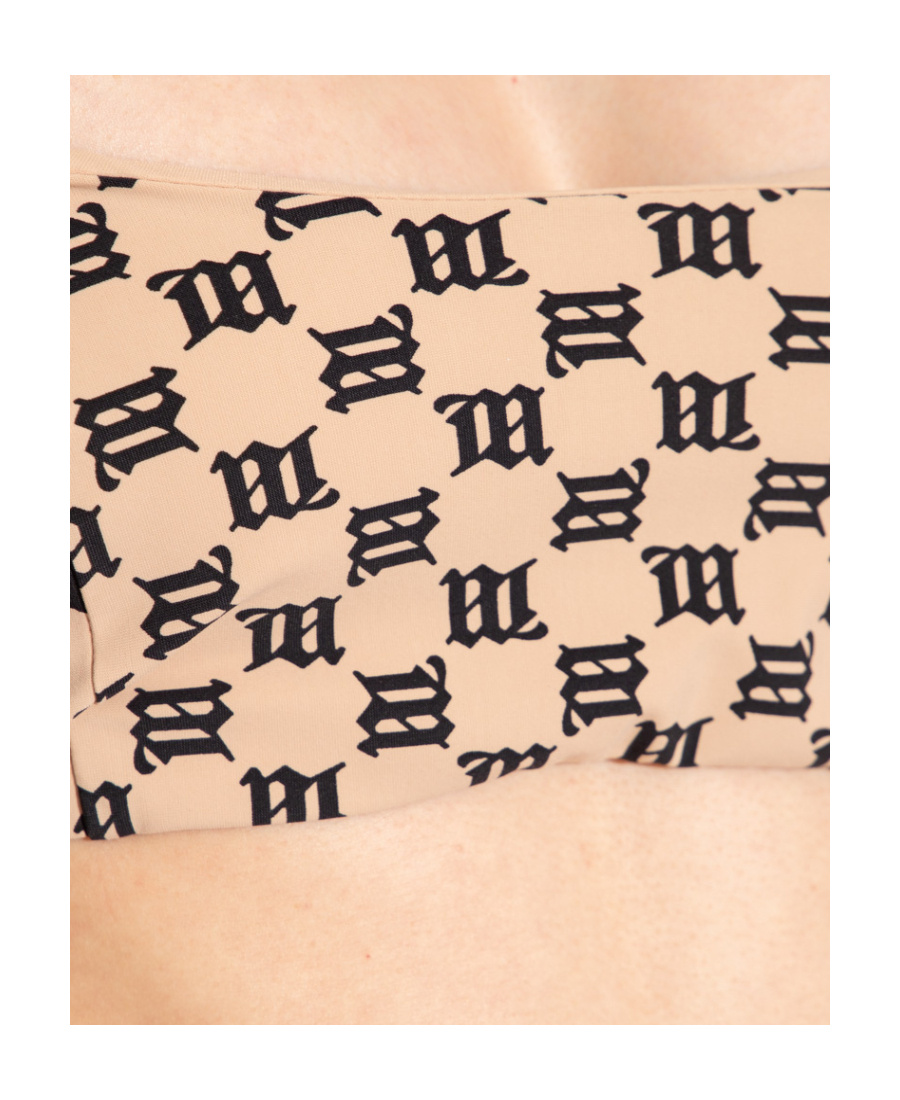 Misbhv Monogram-print Bikini Top In Black