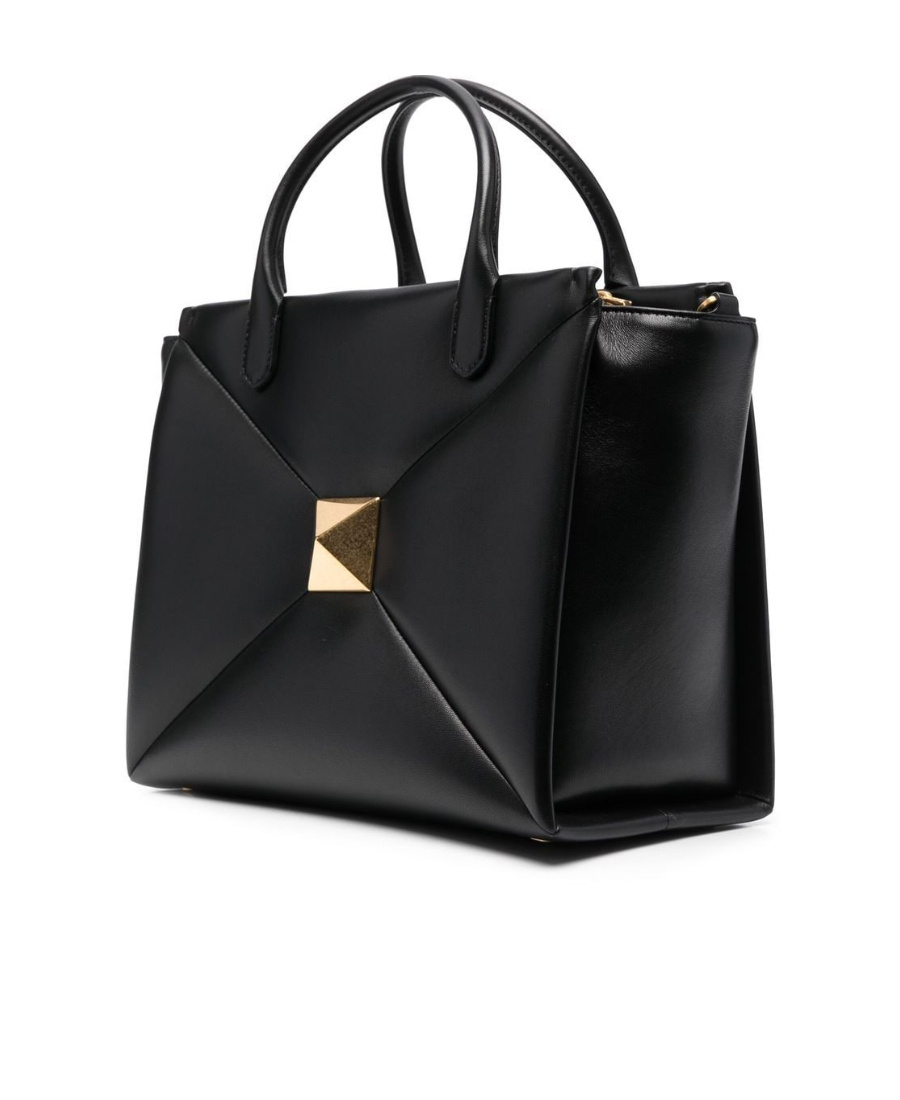 Valentino Garavani Roman Stud Strapped Tote Bag In Black