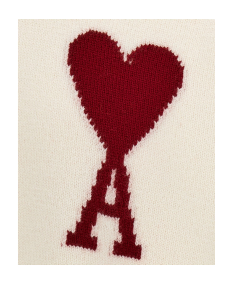 Ami Alexandre Mattiussi High-necked Long-sleeved Wool Sweater In White