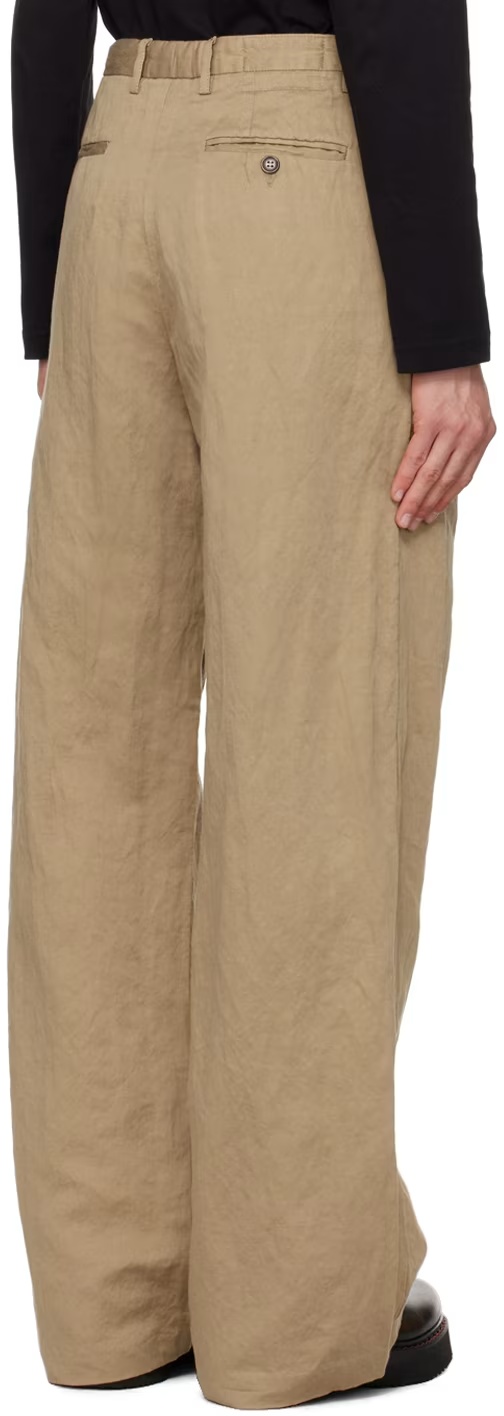 R13 Pleated Straight Trousers In Brown