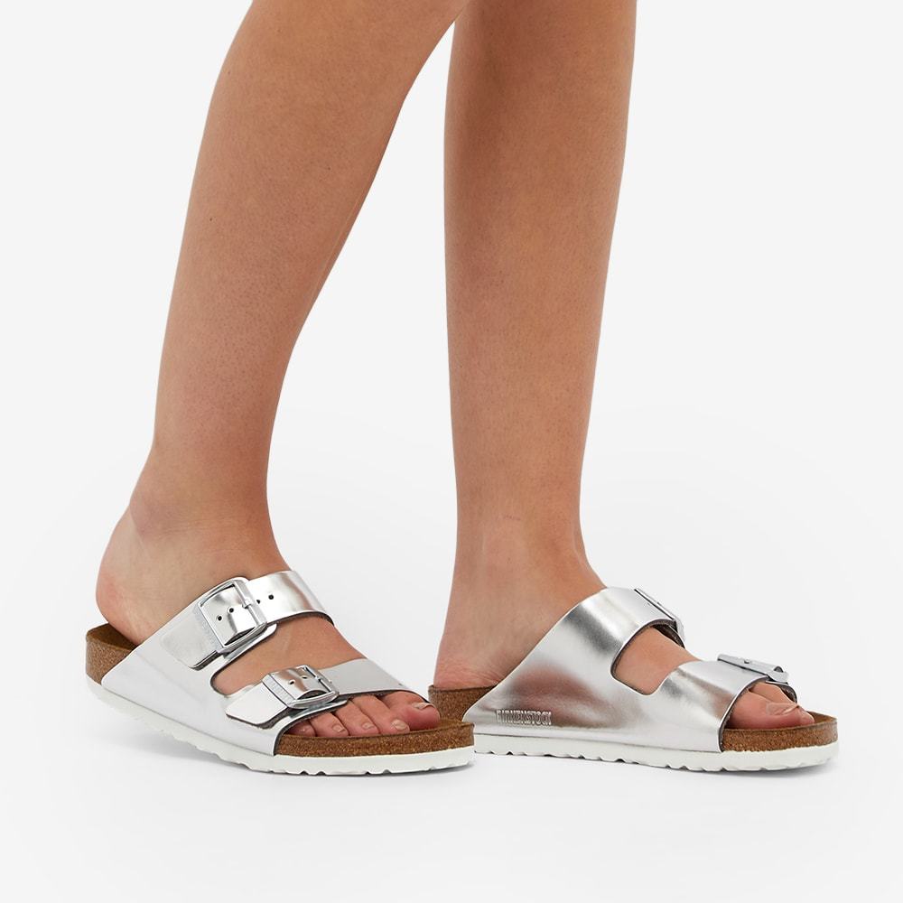 Shop Birkenstock Metallic Buckled Sliders In White