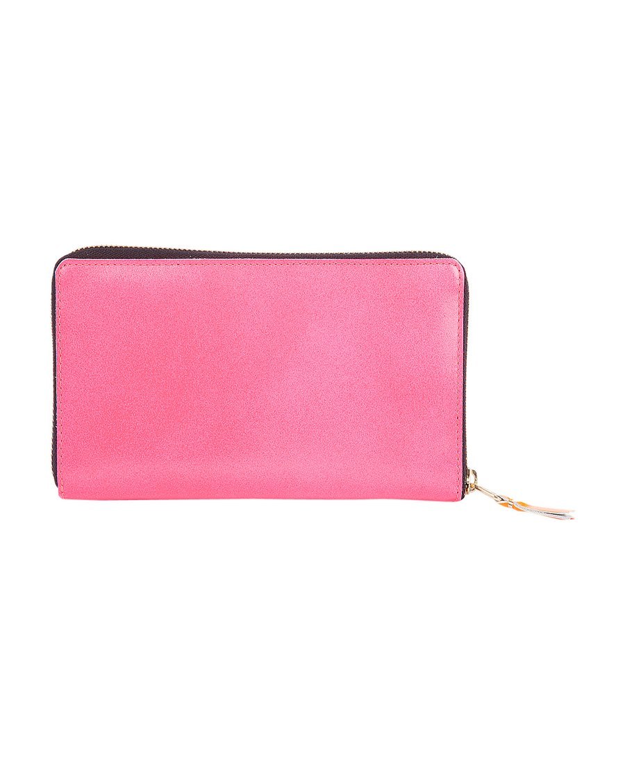 Comme Des Garçons Panel Zip Wallet In Pink