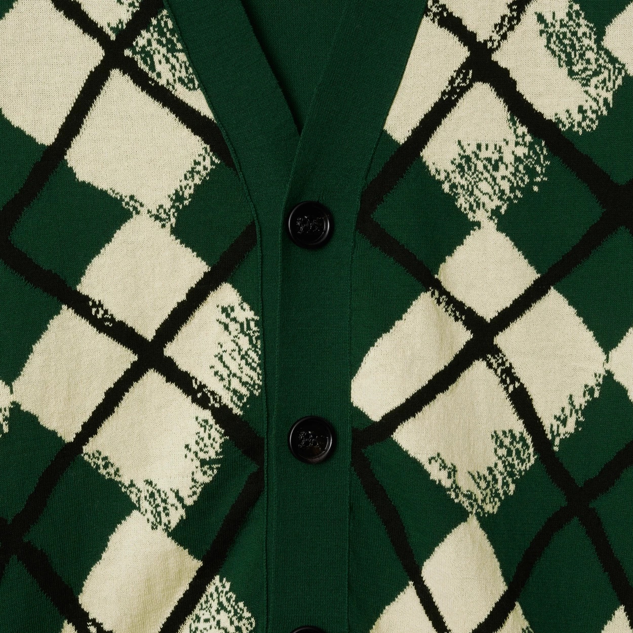 Burberry Argyle Cotton Cardigan In Green