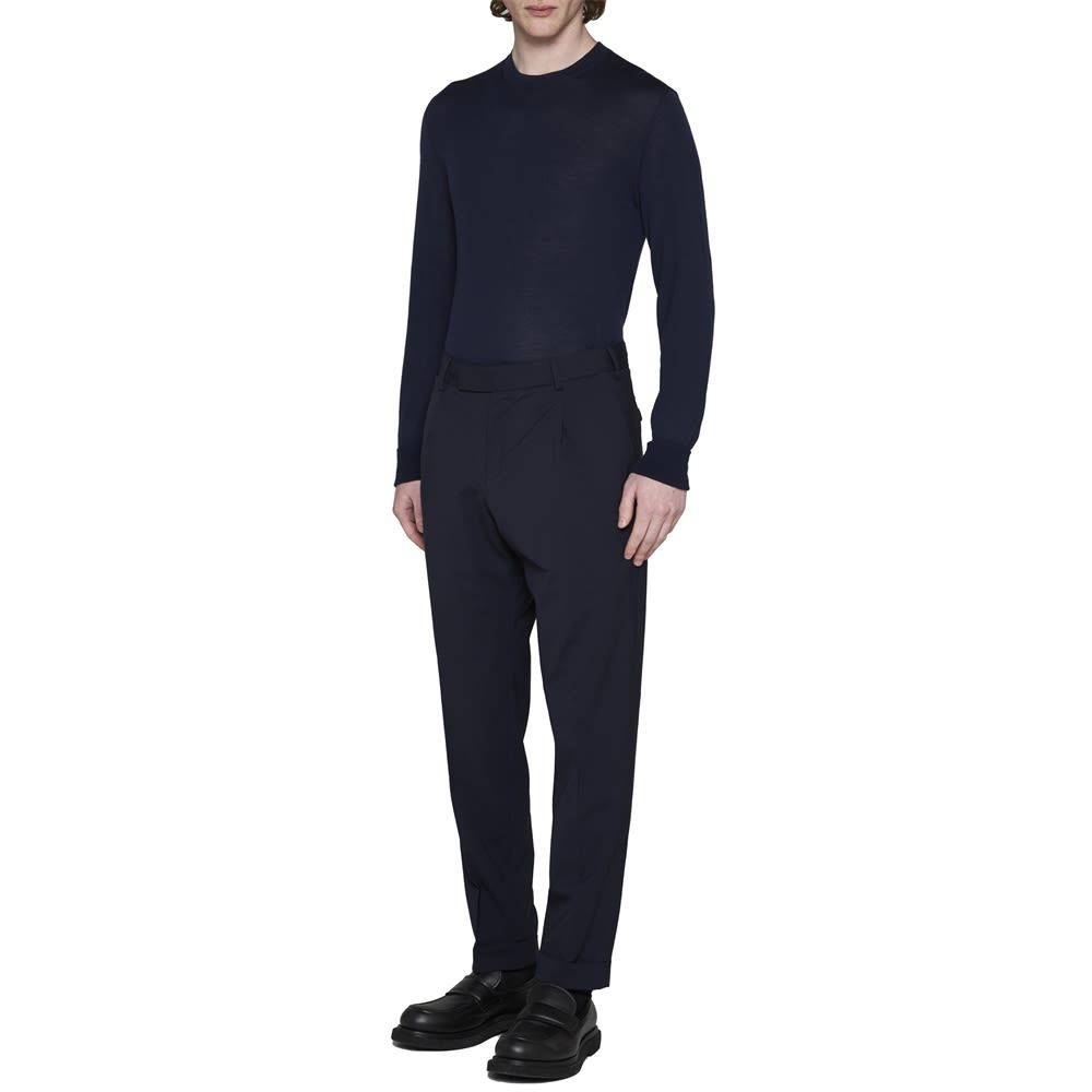 Pt Torino Mid-rise Tailored Trousers With Pleats And Buttoned Pockets In Black