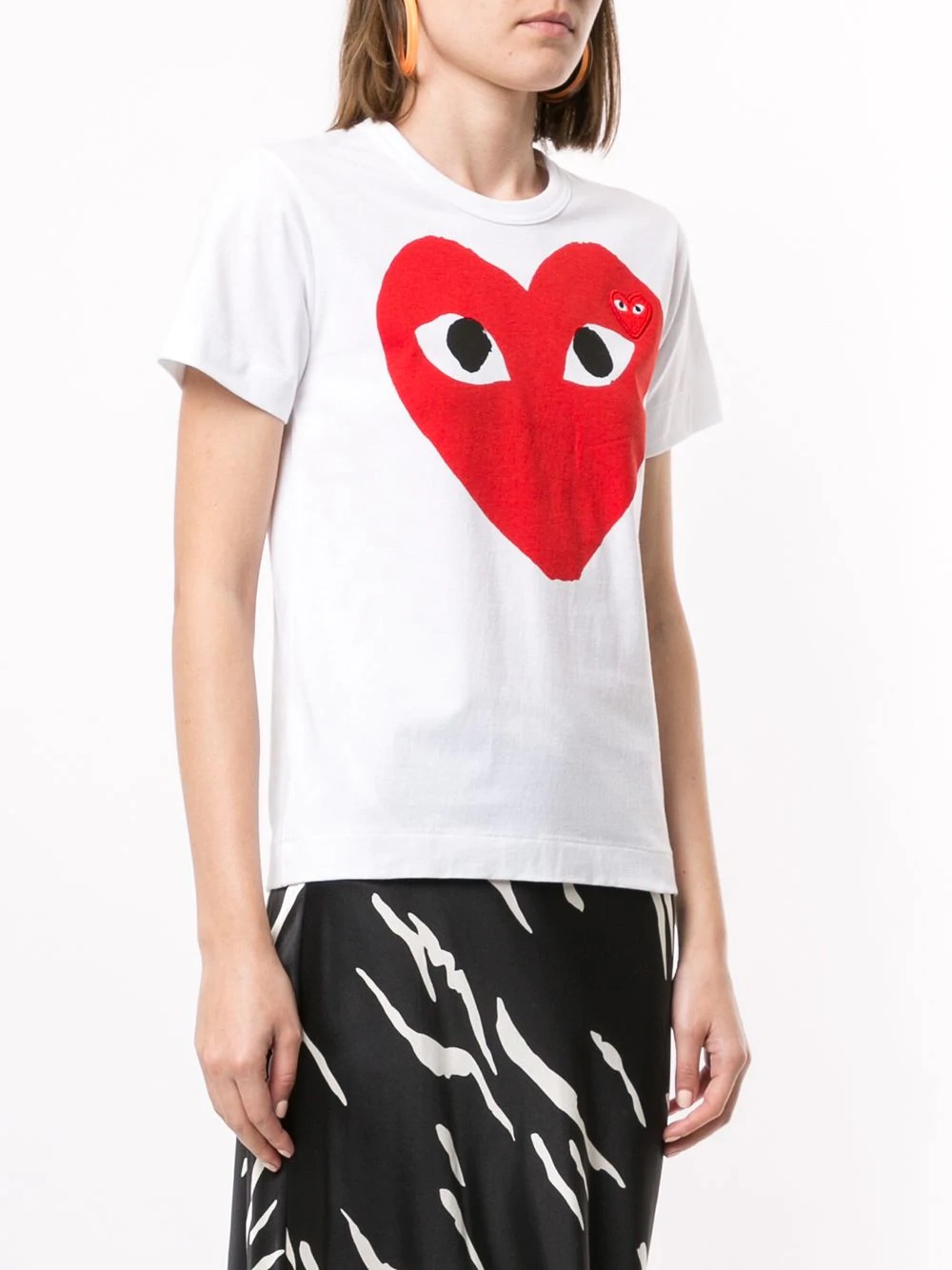 Comme Des Garçons Play Heart Print Logo Patch T-shirt In White