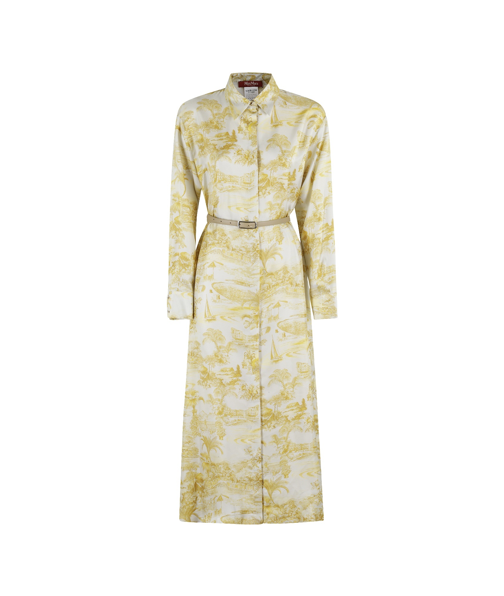 Max Mara Svelto All-over Patterned Belted Dress In Nude