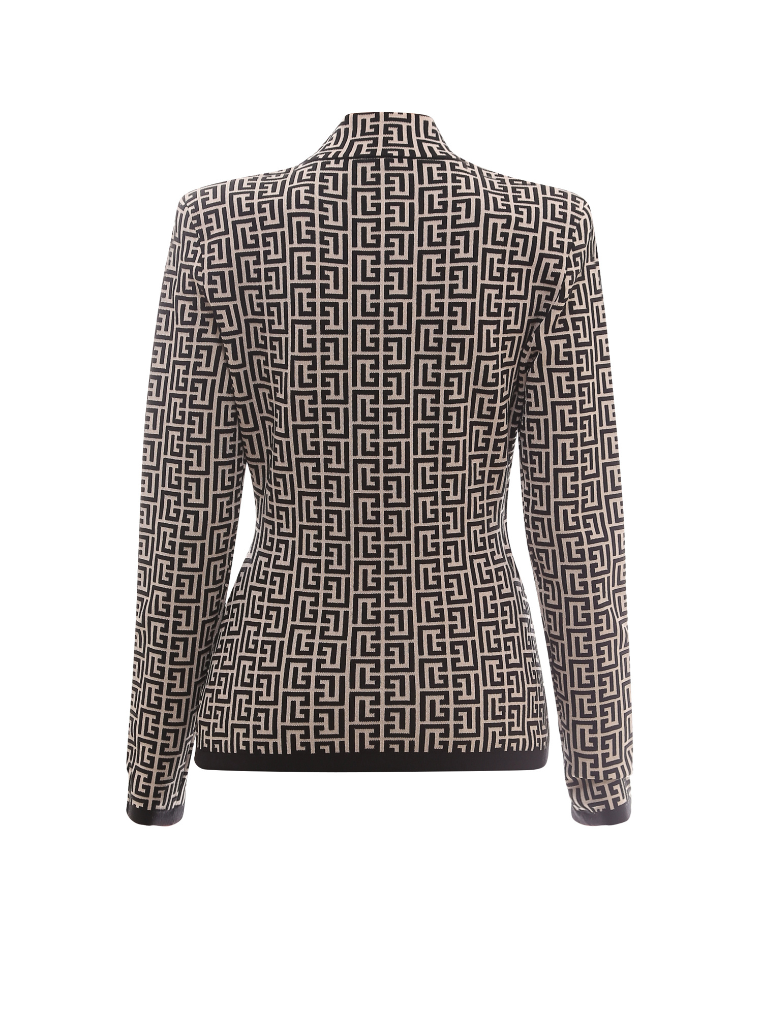 Balmain Monogram Jacquard Sweater In Black