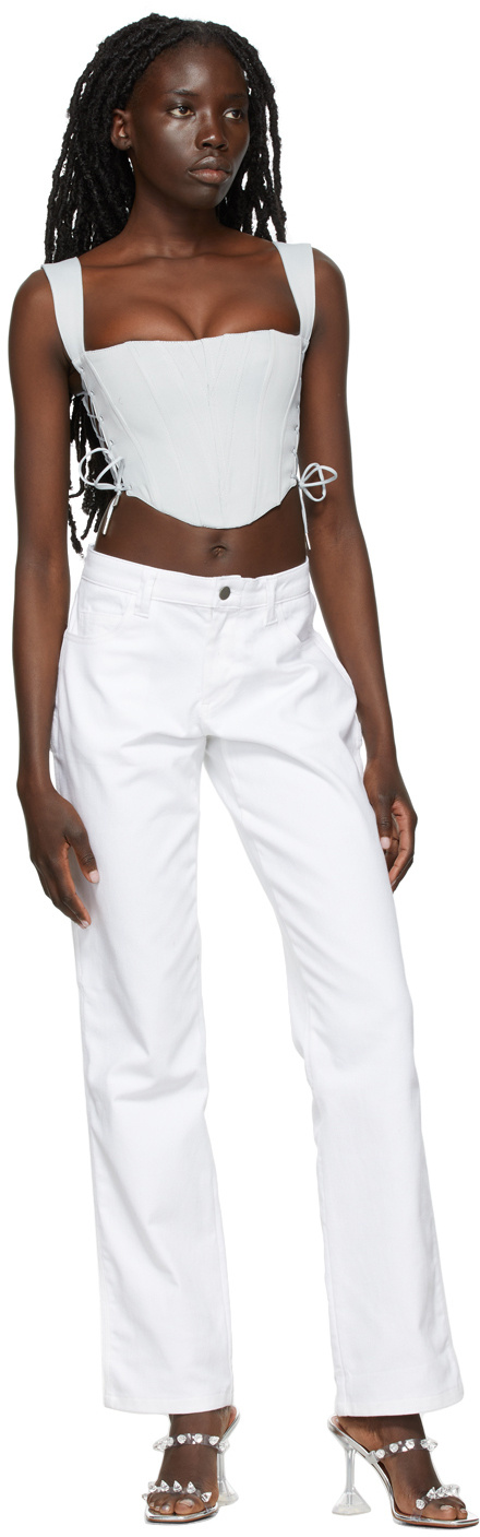 Danielle Guizio Blue Classic Fitted Corset In White
