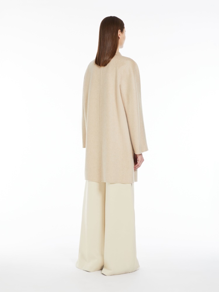 Max Mara Short Wrap Coat In Cashmere In Nude