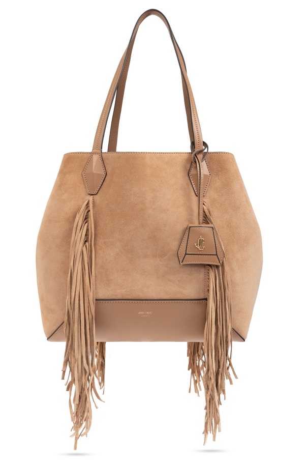 Jimmy Choo Medium Diamond Suede Fringed Tote Bag