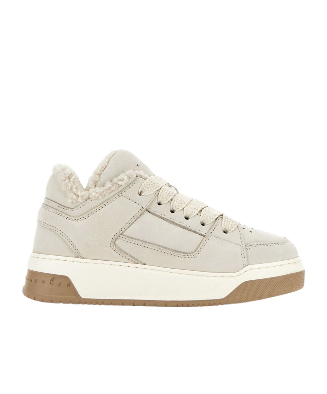 Hogan Round Toe Low-top Rubber Sole Sneakers In White