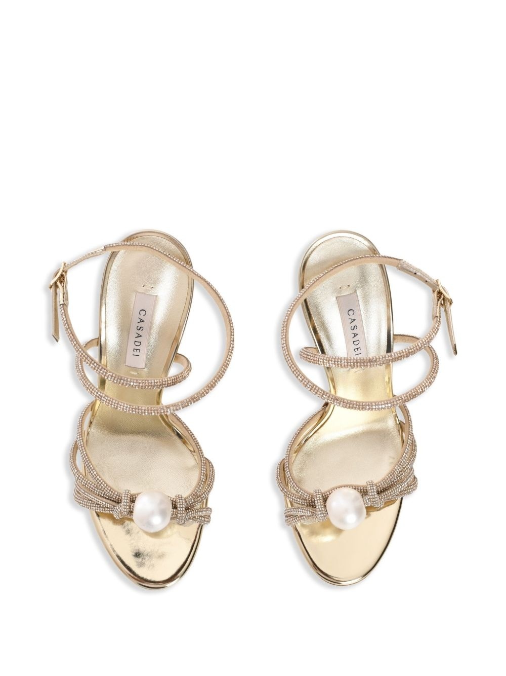 Casadei 100mm Julia Labuan Sandals In Gold