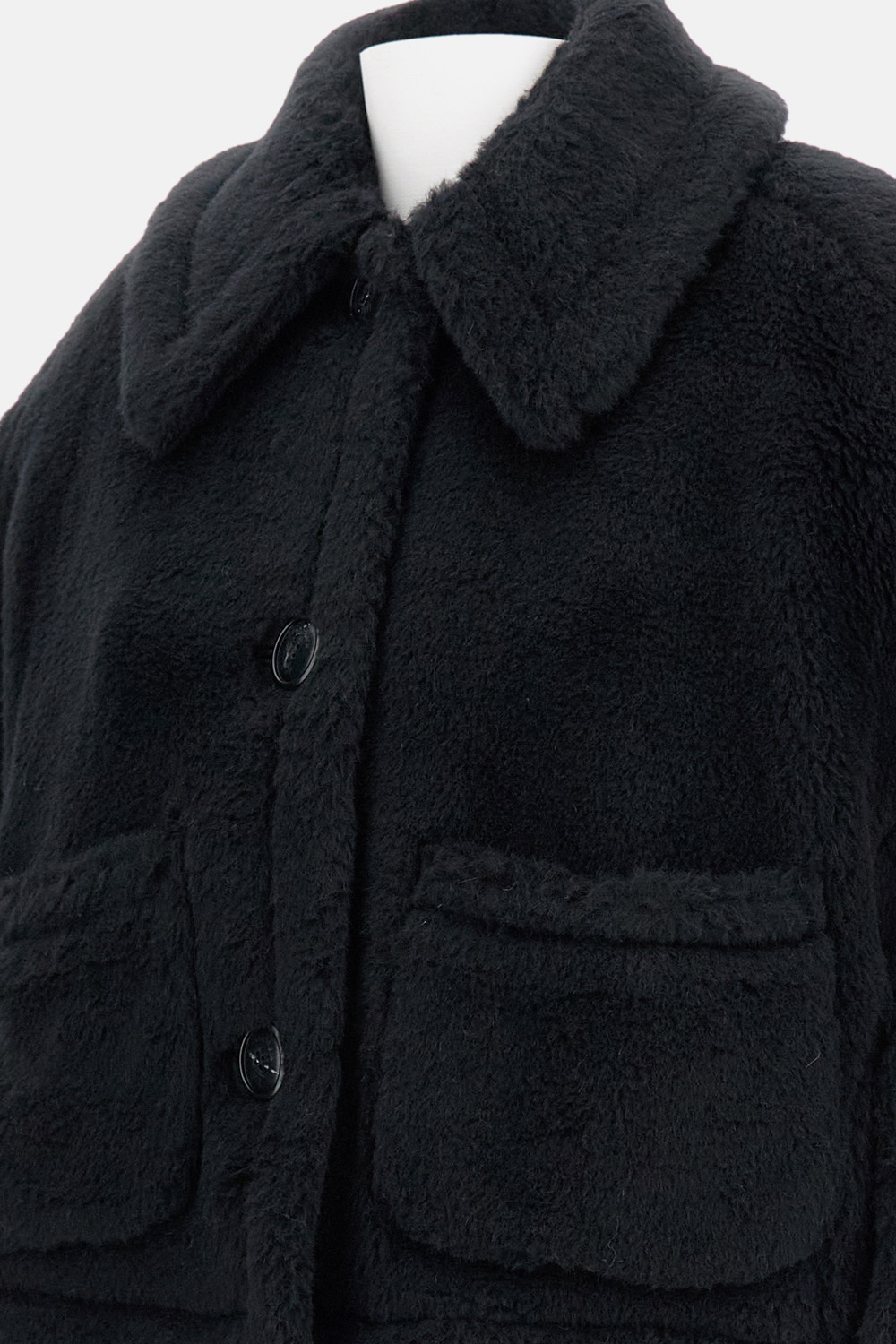 Max Mara Lapel Cape In Black