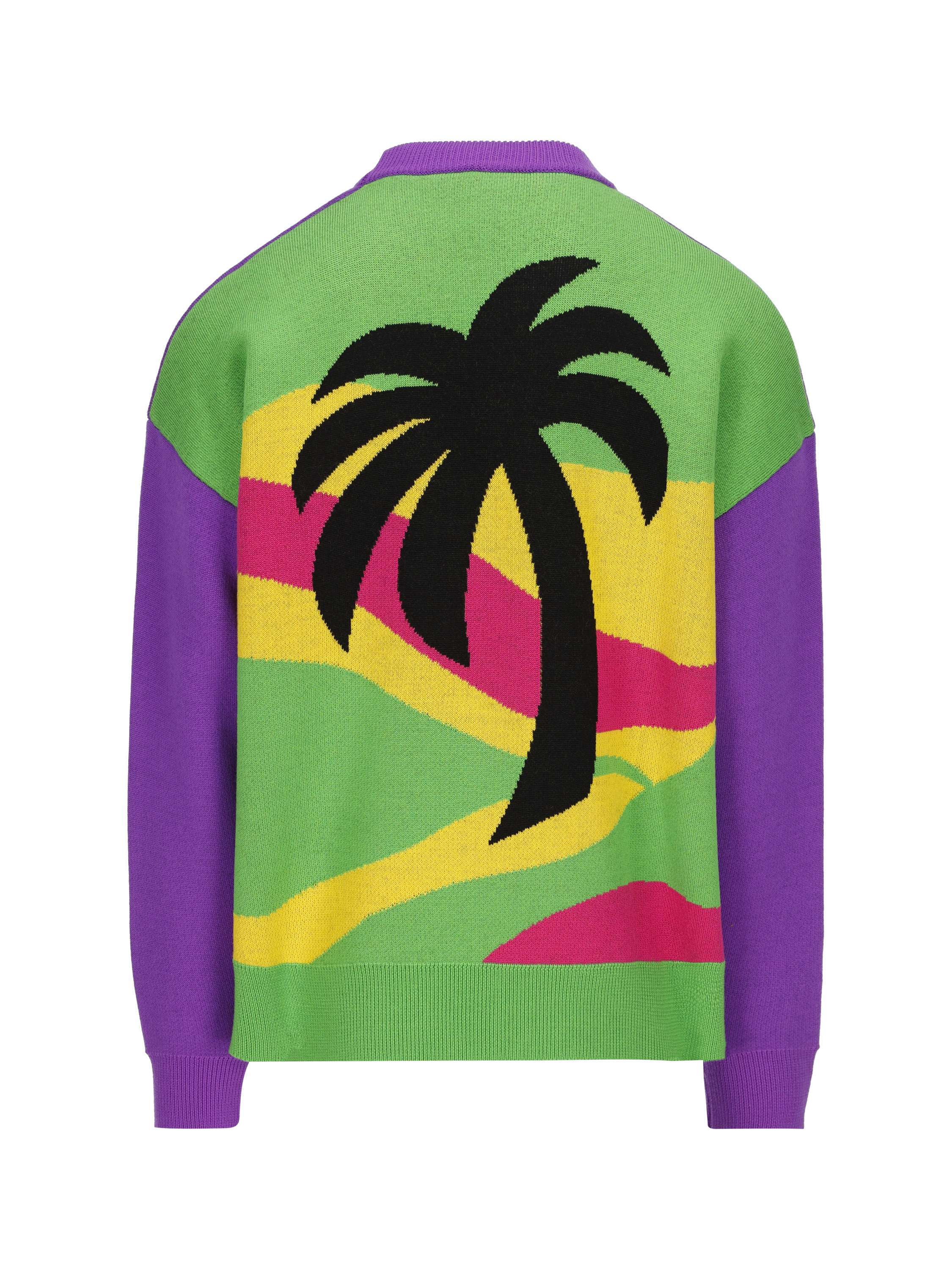 Palm Angels Palm-tree Wool-knit Jumper In Purple