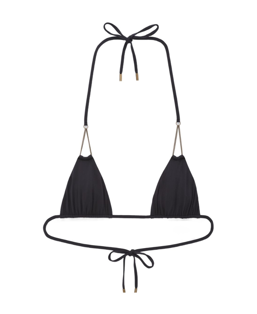 Saint Laurent Chain-link Detail Bikini Top In Black