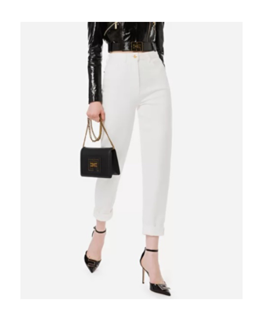 Elisabetta Franchi High-waisted Straight Trousers In White