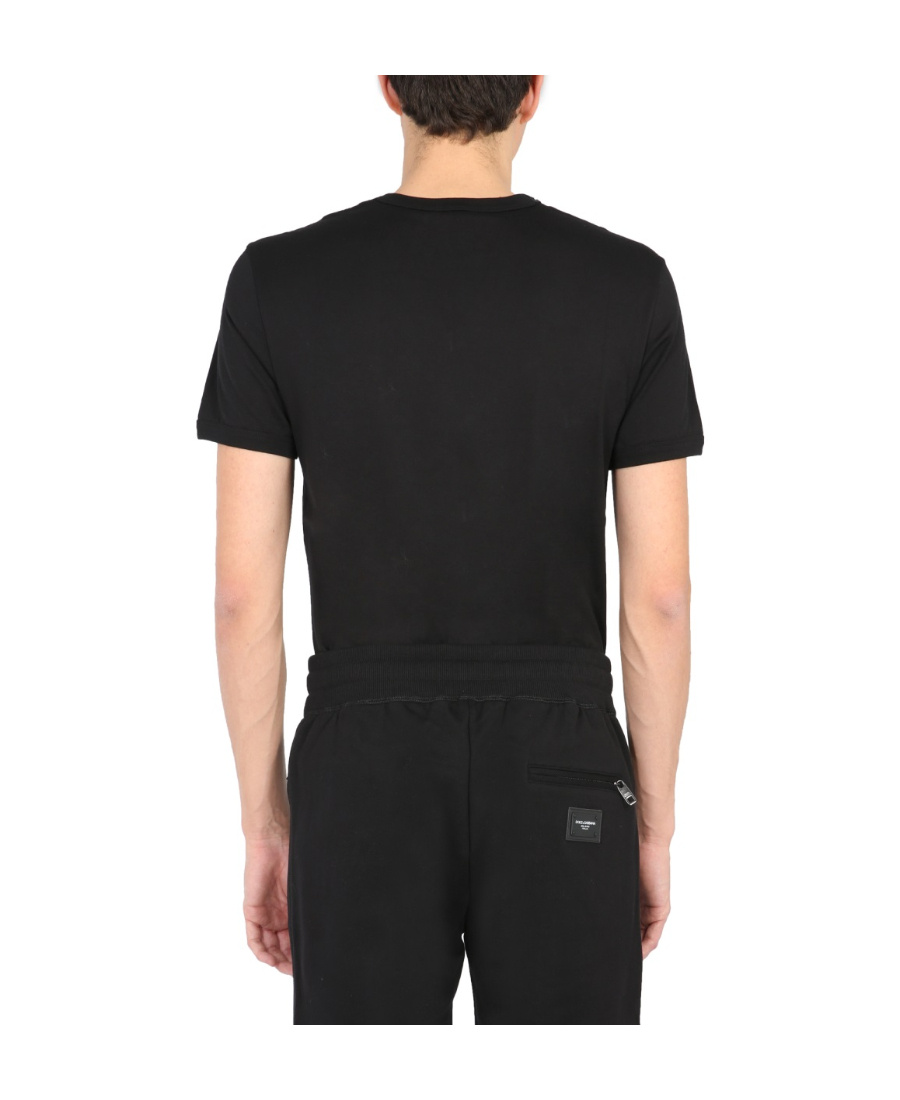 Dolce & Gabbana Crown Bee V-neck T-shirt In Black