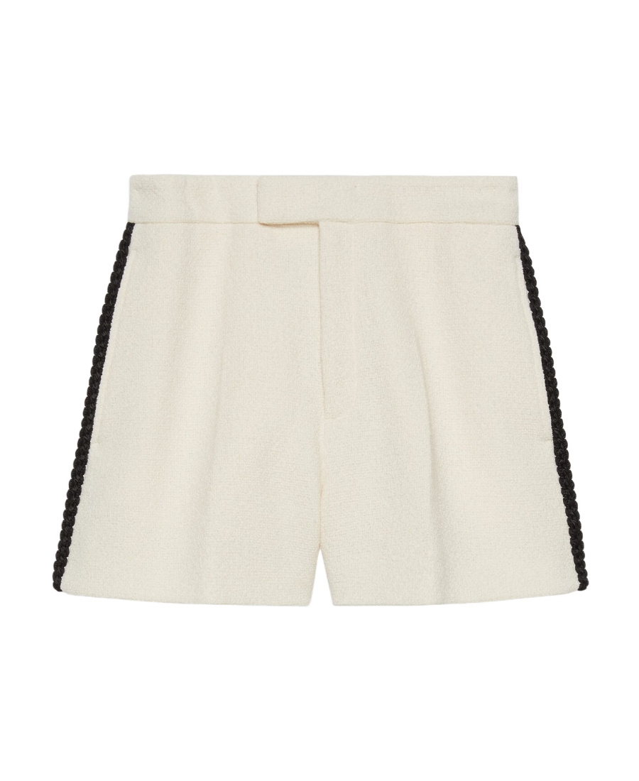 Gucci Braid-embellished Tweed Shorts In White