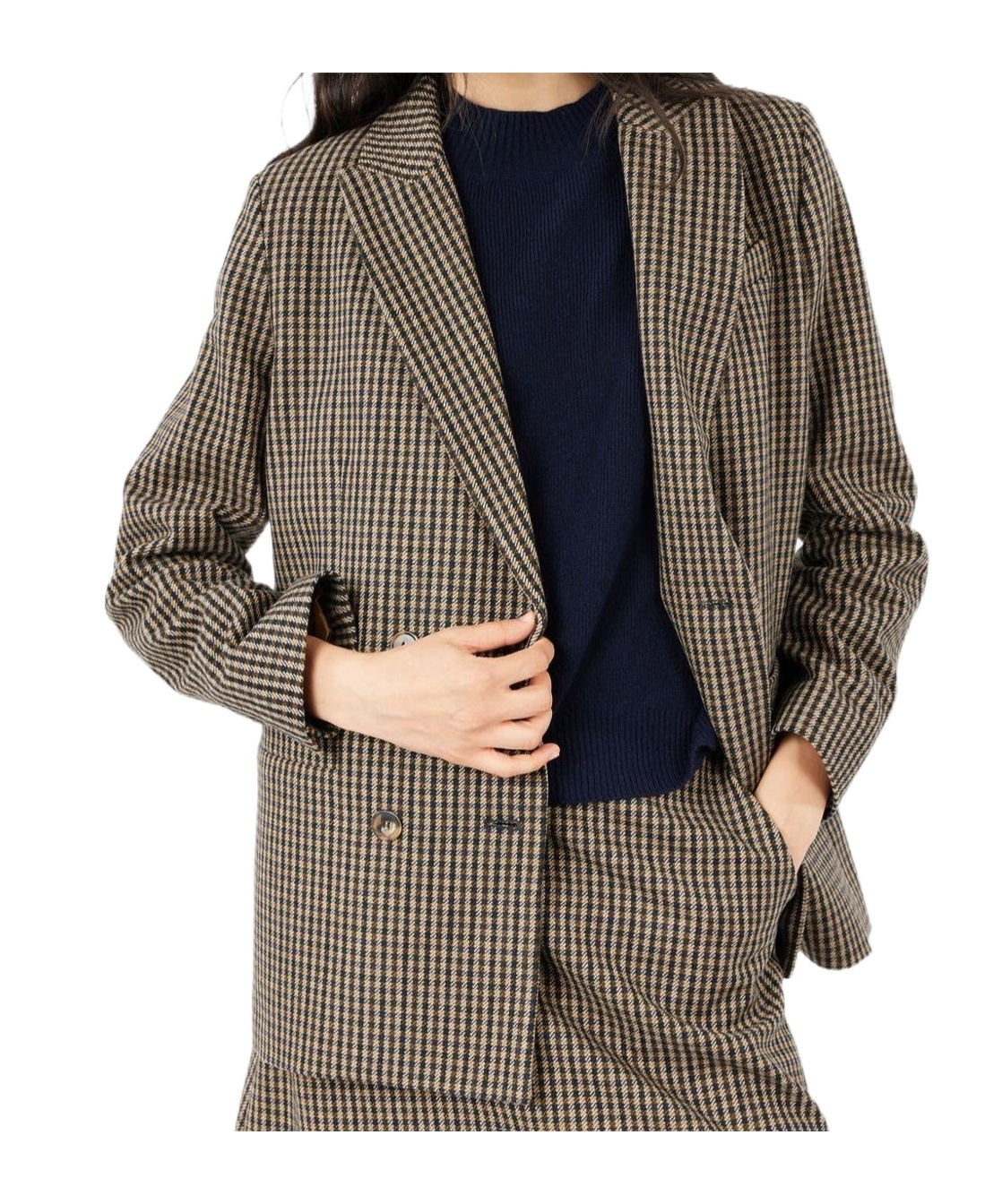Apc Double-breasted Long Sleeve Top Front Pockets In Brown