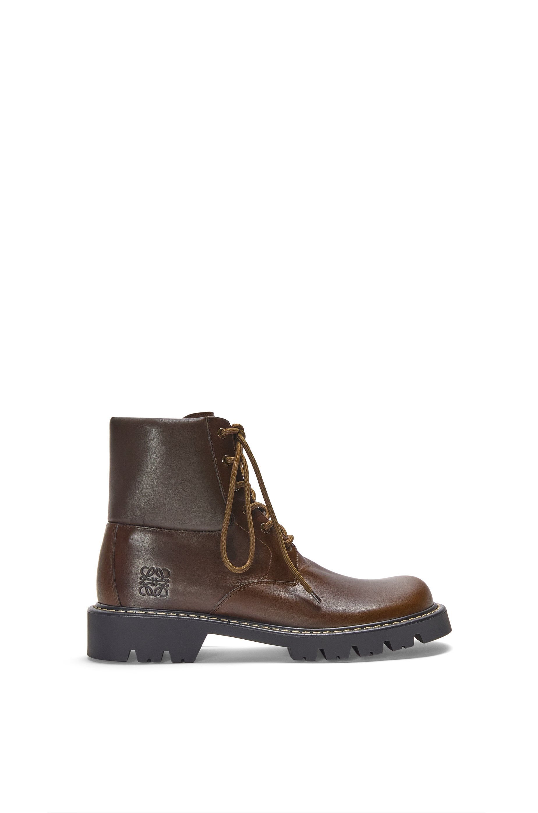 Loewe Men Sierrain Military Ankle Boots Vegetable Tanned Calfskin In Black