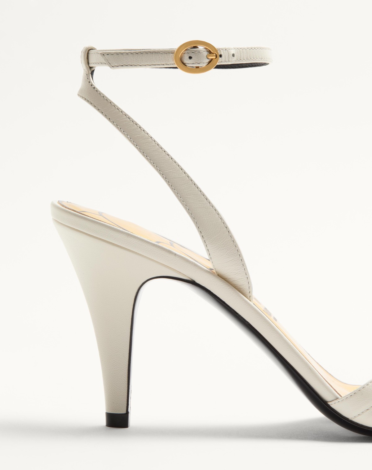 Valentino Ivory Goat Leather Stiletto Sandal With Striped Strap In White