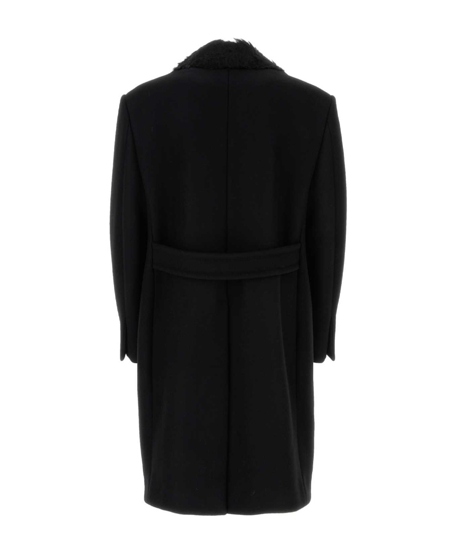 Lanvin Double-breasted Belted Wool Blend Coat In Black