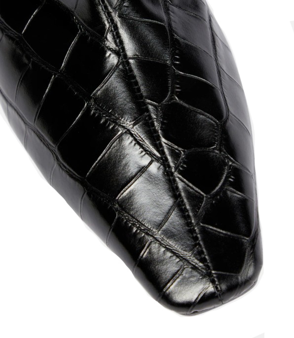 Totême Croc-effect Leather Knee-high Boots In Black