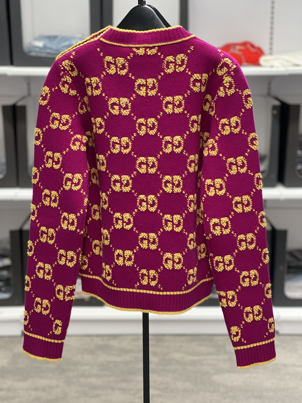 Gucci Logo Knitted Wool Sweater In Red