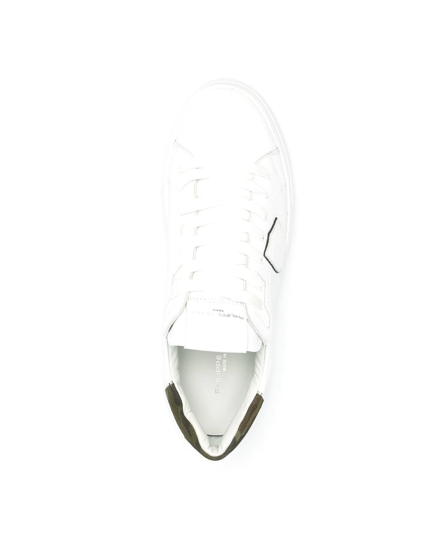 Philippe Model Tres Temple Low In Black And White Leather In White