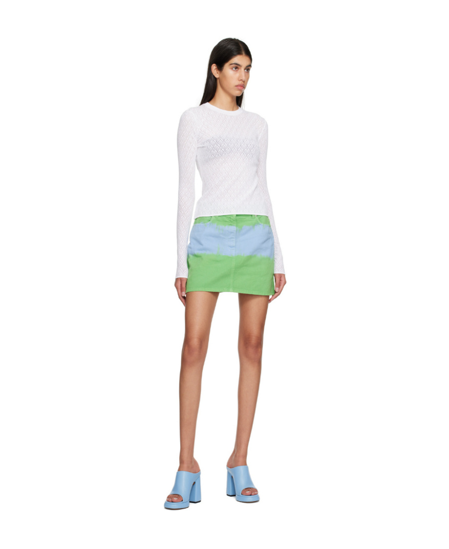 Msgm T-shirt With Round Neck And Long Sleeves In White