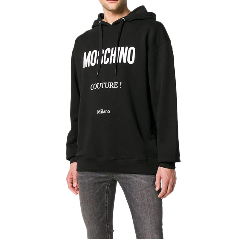 Moschino Man Sweatshirt Black Size 42 Organic Cotton In Black