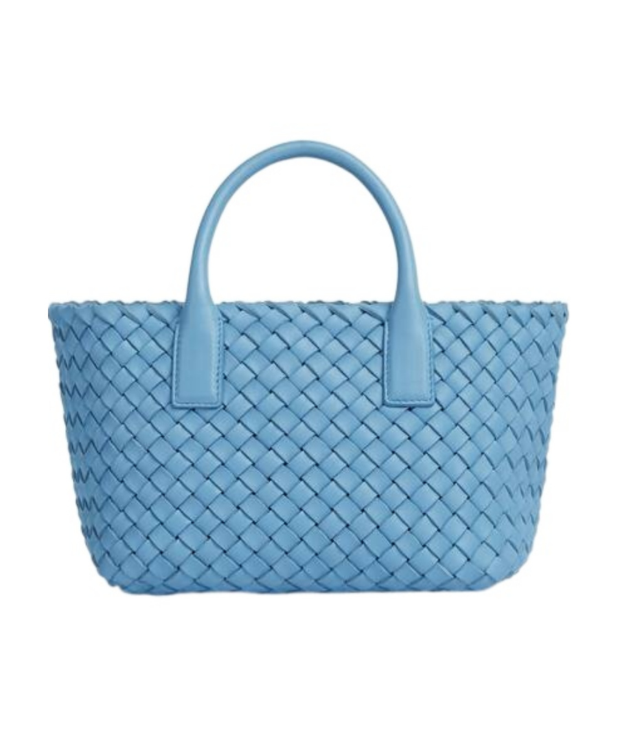 Bottega Veneta Cabat Mini Intrecciato Leather Tote In Blue