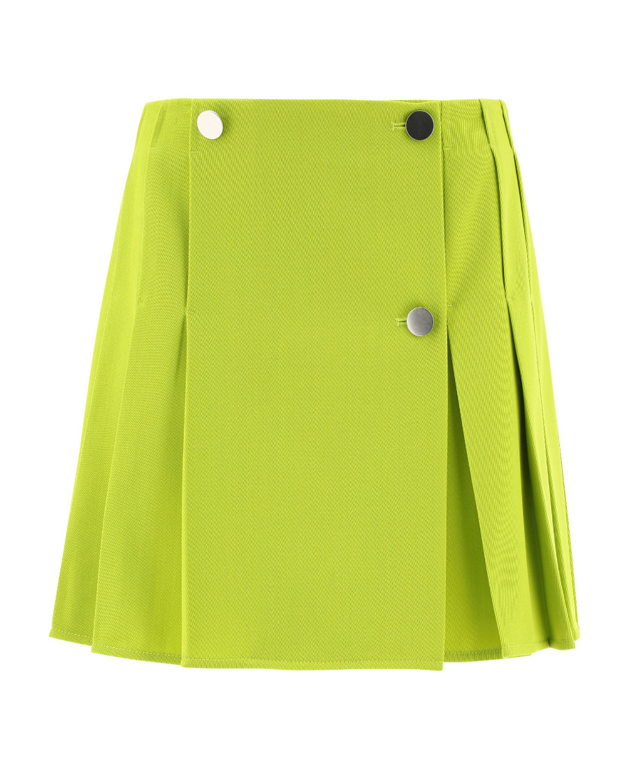 Bottega Veneta Pleated Wool-gabardine Mini Wrap Skirt In Green