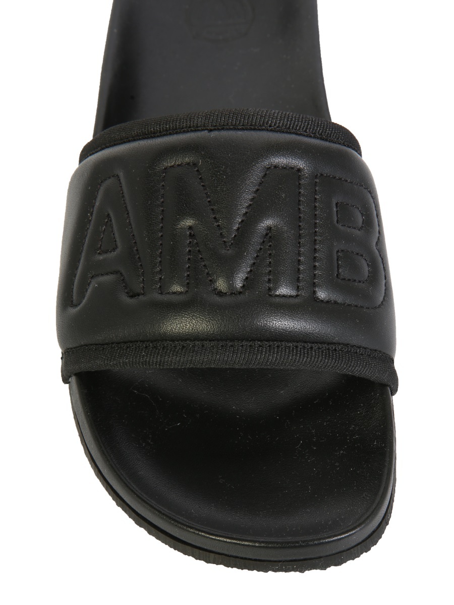 Ambush 10mm Quilted Leather Slide Sandals In Black
