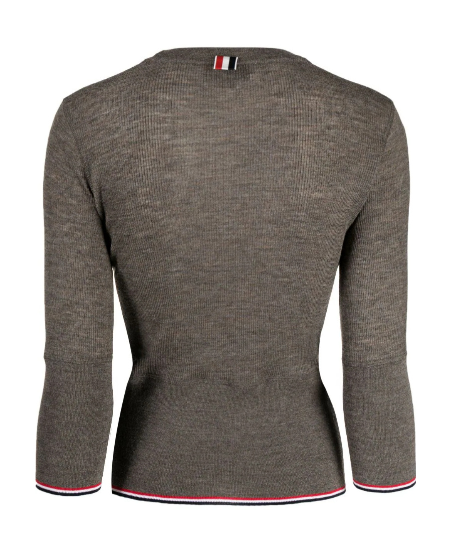Thom Browne Rwb Ribbed Cropped Jumper In Black