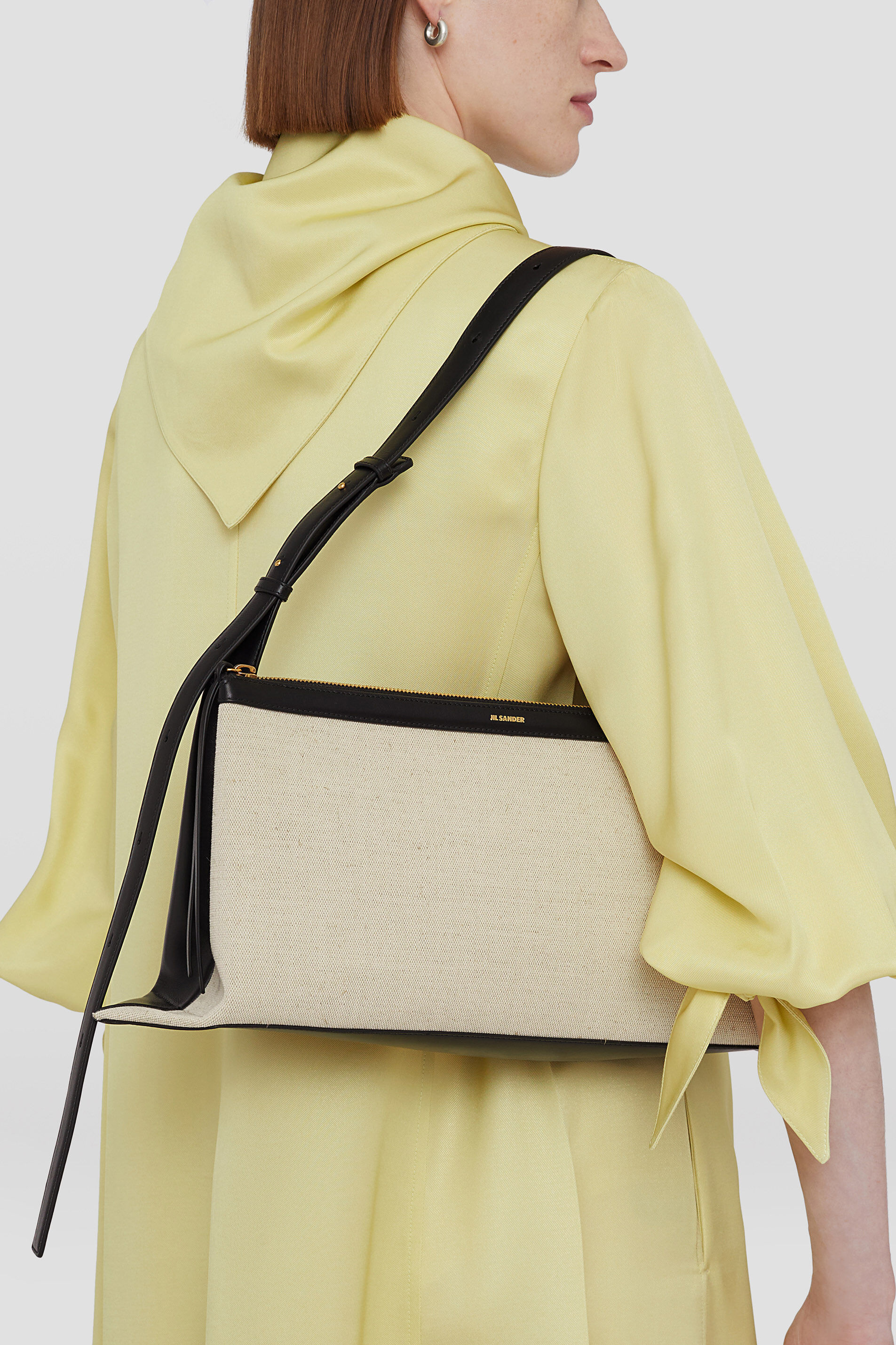 Jil Sander Small Logo-stamp Shoulder Bag In Nude