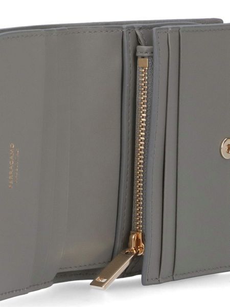 Ferragamo Salvatore Gancini Bi-fold Wallet In Gray