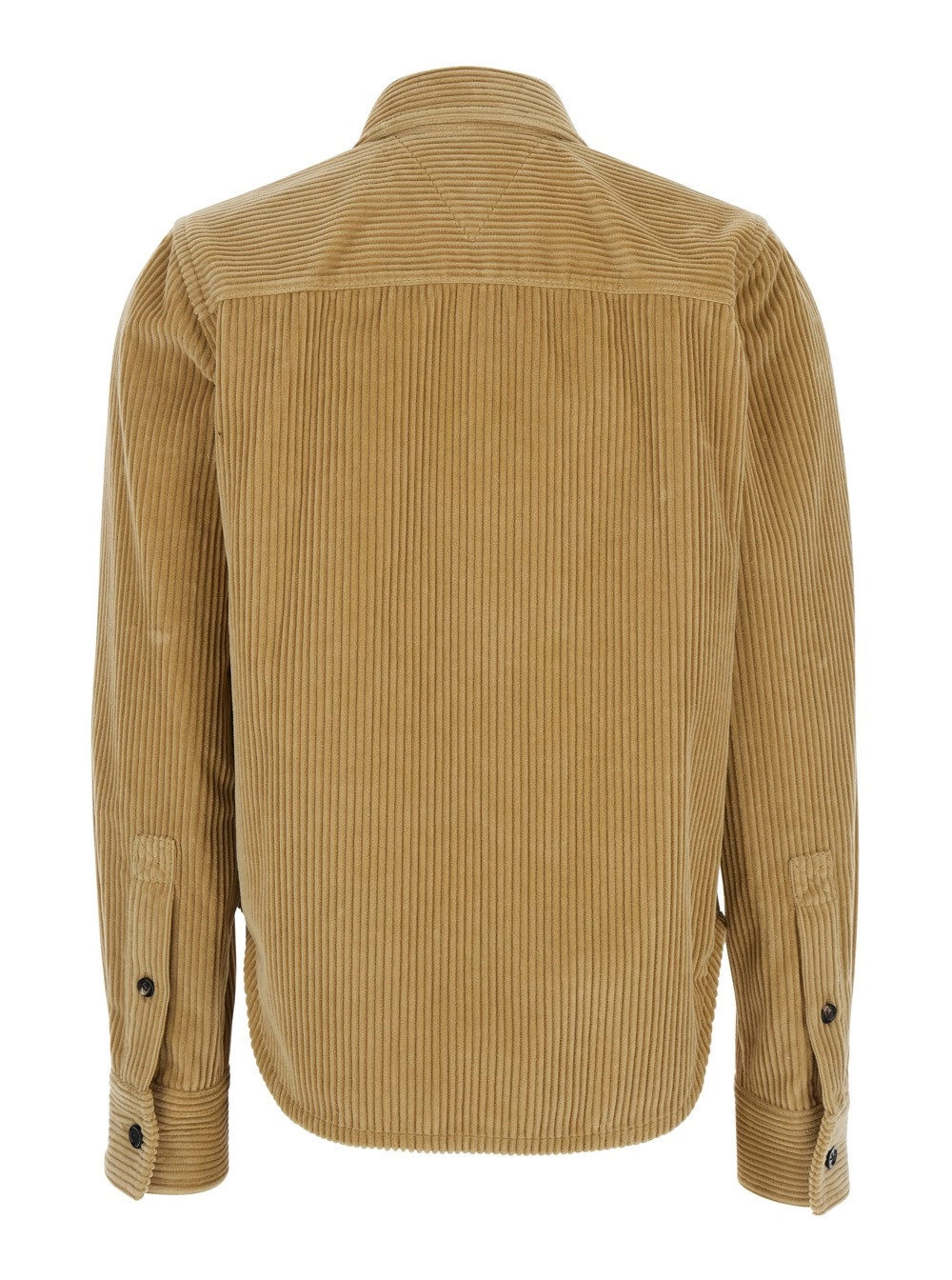 Bottega Veneta Womens Pale Oak Corduroy Curved-hem Cotton Shirt In Brown