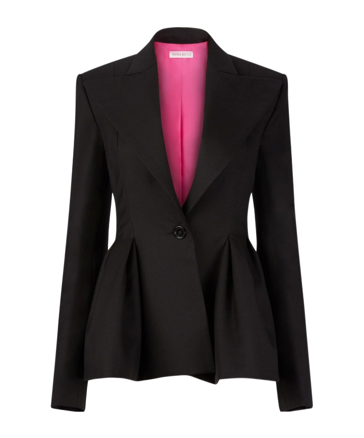 Shop Nina Ricci Peplum Hem Wool Blazer In Black